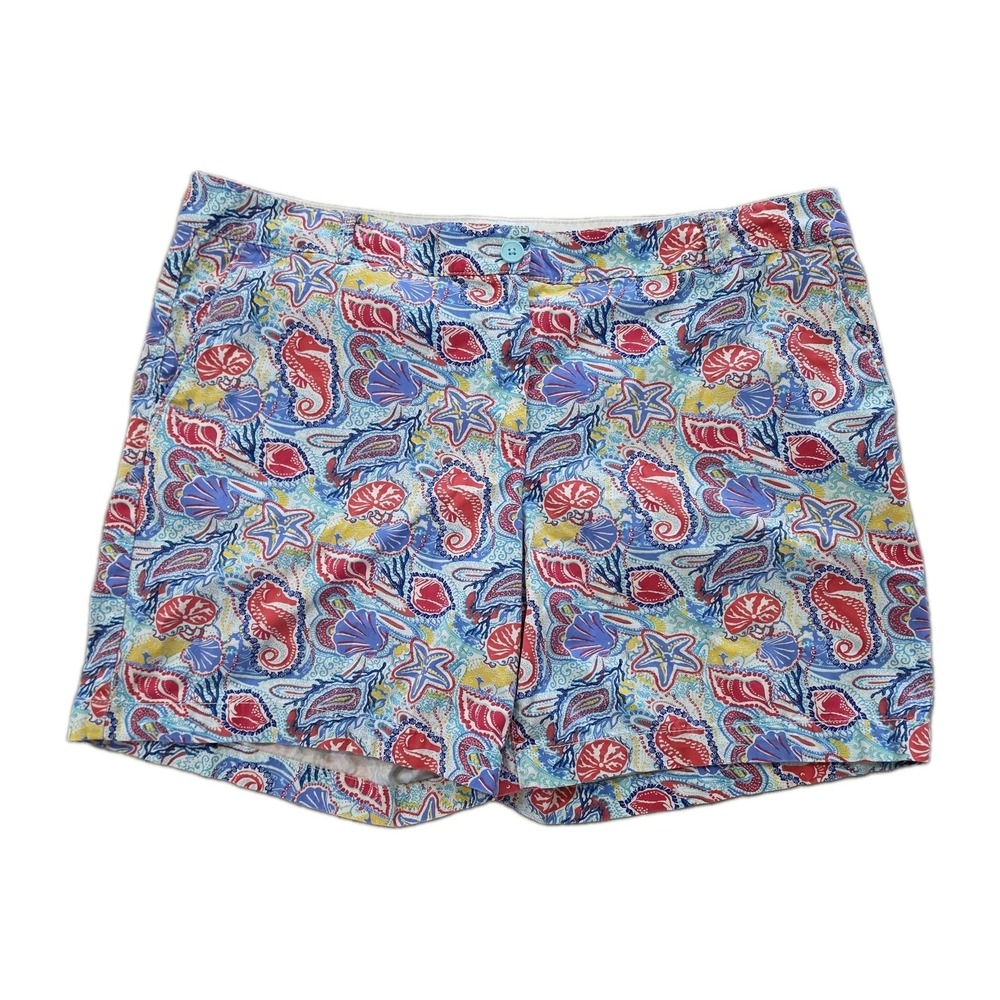Talbots The Weekend Short Size 16 Coastal Seahorse Seashell Paisley Beach Chino